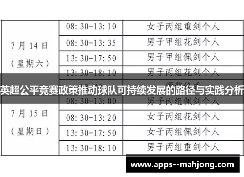 英超公平竞赛政策推动球队可持续发展的路径与实践分析